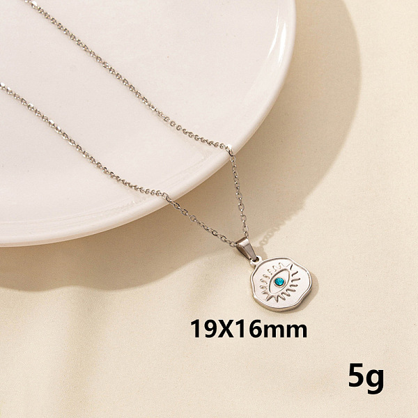 PandaHall Stylish Stainless Steel Rhinestones Flat Round with Evil Eye Pendant Necklace, Hip-hop Street Fashion Stainless Steel Flat Round
PandaHall Stylish Stainless Steel Rhinestones Flat Round with Evil Eye Pendant Necklace, Hip-hop Street Fashion Stainless Steel Flat Round