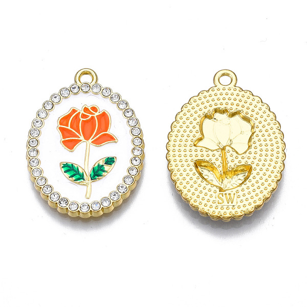 PandaHall Rack Plating Alloy Enamel Pendants, with Crystal Rhinestone, Cadmium Free & Nickel Free & Lead Free, Light Gold, Oval with Flower..., Clear
PandaHall Rack Plating Alloy Enamel Pendants, with Crystal Rhinestone, Cadmium Free & Nickel Free & Lead Free, Light Gold, Oval with Flower..., Clear