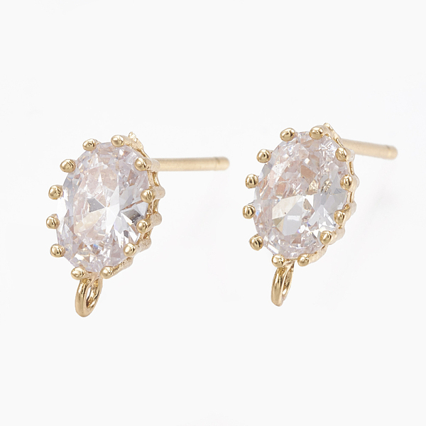 PandaHall Brass Stud Earring Findings, with Loop, Real 18K Gold Plated, with Cubic Zirconia, Oval, Clear, 10x6mm, Hole: 1.2mm, Pin: 0.7mm...
PandaHall Brass Stud Earring Findings, with Loop, Real 18K Gold Plated, with Cubic Zirconia, Oval, Clear, 10x6mm, Hole: 1.2mm, Pin: 0.7mm...
