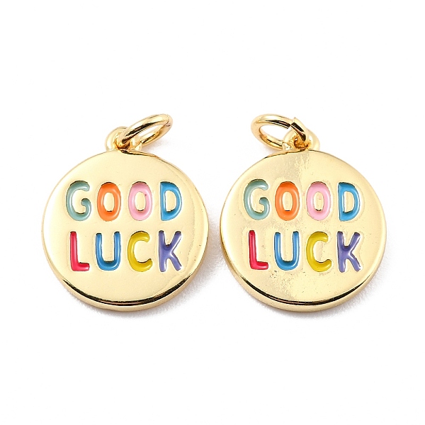 PandaHall Brass Enamel Pendants, with Jump Ring, Long-Lasting Plated, Real 18K Gold Plated, Flat Round & Word GOOD LUCK, Colorful, 16x14x2mm...
PandaHall Brass Enamel Pendants, with Jump Ring, Long-Lasting Plated, Real 18K Gold Plated, Flat Round & Word GOOD LUCK, Colorful, 16x14x2mm...