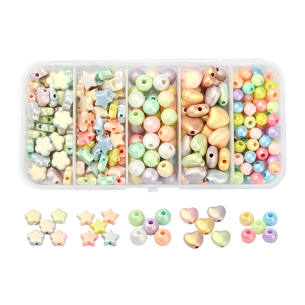 PandaHall 260Pcs 5 Style Spray Painted Opaque Acrylic Beads, Frosted, Heart & Star & Round, Mixed Color, 6~10.5x6~11x4~7mm, Hole: 1.8~2mm..., Multicolor
PandaHall 260Pcs 5 Style Spray Painted Opaque Acrylic Beads, Frosted, Heart & Star & Round, Mixed Color, 6~10.5x6~11x4~7mm, Hole: 1.8~2mm..., Multicolor
