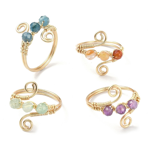 PandaHall 4Pcs 4 Style Natural Mixed Gemstone Round Beaded Finger Rings, Light Gold Copper Wire Wrapped Vortex Stackable Rings, US Size 8...
PandaHall 4Pcs 4 Style Natural Mixed Gemstone Round Beaded Finger Rings, Light Gold Copper Wire Wrapped Vortex Stackable Rings, US Size 8...