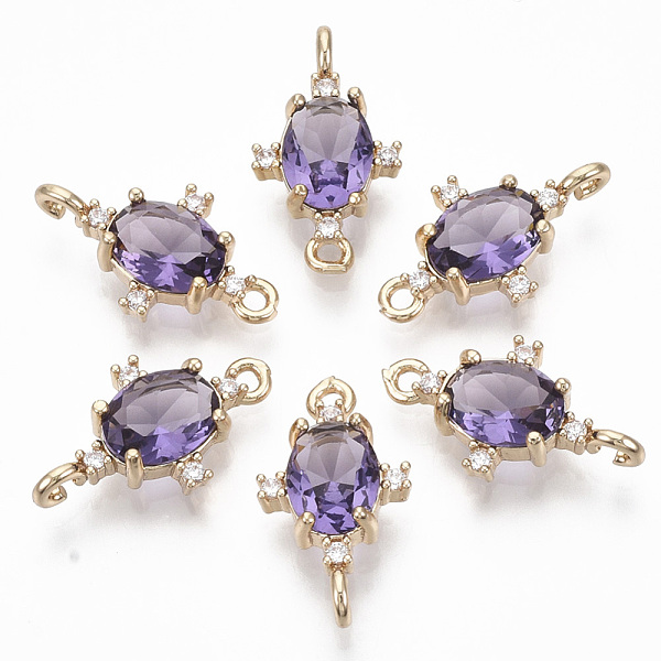 PandaHall Glass Links connectors, with Brass Micro Pave Cubic Zirconia, Faceted, Oval, Light Gold, Blue Violet, 17.5x10x5mm, Hole: 1.2mm..., Purple
PandaHall Glass Links connectors, with Brass Micro Pave Cubic Zirconia, Faceted, Oval, Light Gold, Blue Violet, 17.5x10x5mm, Hole: 1.2mm..., Purple