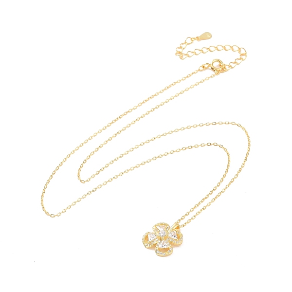 PandaHall Sterling Silver Clover Pendant Necklace with Clear Cubic Zirconia for Women, Golden, 16.54 inch(42cm) Sterling Silver Clear
PandaHall Sterling Silver Clover Pendant Necklace with Clear Cubic Zirconia for Women, Golden, 16.54 inch(42cm) Sterling Silver Clear