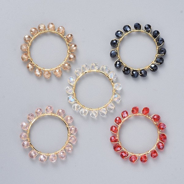 PandaHall Glass Pendants, with Real 18K Gold Plated Copper Wire and Brass Linking Rings, Ring, Mixed Color, 40x6mm, Inner Diameter: 30mm..., Multicolor
PandaHall Glass Pendants, with Real 18K Gold Plated Copper Wire and Brass Linking Rings, Ring, Mixed Color, 40x6mm, Inner Diameter: 30mm..., Multicolor