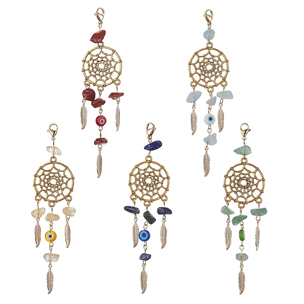 PandaHall Woven Net/Web with Feather Brass & Alloy Pendant Decoration, with 304 Stainless Steel Clasp and Natural Gemstone Chip & Evil Eye..., Multicolor
PandaHall Woven Net/Web with Feather Brass & Alloy Pendant Decoration, with 304 Stainless Steel Clasp and Natural Gemstone Chip & Evil Eye..., Multicolor
