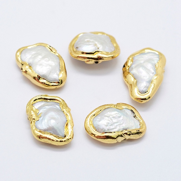 PandaHall Natural Cultured Freshwater Pearl Beads, Edge Golden Plated, Nuggets, White, 10~16x18~24x4~6mm, Hole: 0.5mm Pearl Nuggets White
PandaHall Natural Cultured Freshwater Pearl Beads, Edge Golden Plated, Nuggets, White, 10~16x18~24x4~6mm, Hole: 0.5mm Pearl Nuggets White