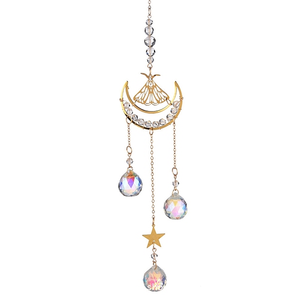 PandaHall Brass Hollow Moth Moon Hanging Ornaments, Round Glass Charm Tassel Suncatchers for Garden Outdoor Decorations, Clear, 405mm Glass...
PandaHall Brass Hollow Moth Moon Hanging Ornaments, Round Glass Charm Tassel Suncatchers for Garden Outdoor Decorations, Clear, 405mm Glass...