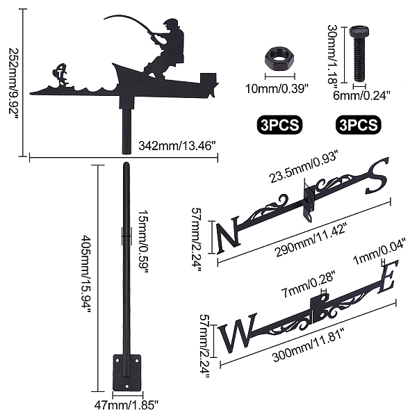 PandaHall SUPERDANT 1 PCS Weathercock Fishing Fisherman Ornament Wind Vane Weathervanes Metal Weather Vane for Garden Decor Farmhouse...
PandaHall SUPERDANT 1 PCS Weathercock Fishing Fisherman Ornament Wind Vane Weathervanes Metal Weather Vane for Garden Decor Farmhouse...