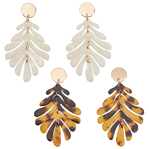 PandaHall ANATTASOUL 2 Pairs 2 Colors Acrylic Tropical Leaf Dangle Stud Earrings, Golden Alloy Long Drop Earrings for Women, Mixed Color..., Multicolor
PandaHall ANATTASOUL 2 Pairs 2 Colors Acrylic Tropical Leaf Dangle Stud Earrings, Golden Alloy Long Drop Earrings for Women, Mixed Color..., Multicolor