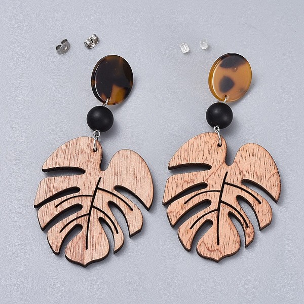 PandaHall Wooden Dangle Earrings, with Cellulose Acetate(Resin), Synthetic Black Stone Beads, and 304 Stainless Steel Stud Earring Findings..., Brown
PandaHall Wooden Dangle Earrings, with Cellulose Acetate(Resin), Synthetic Black Stone Beads, and 304 Stainless Steel Stud Earring Findings..., Brown