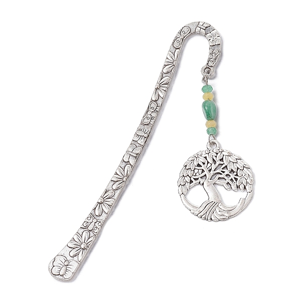 PandaHall Natural Malaysia Jade & Green Aventurine Beaded Pendant Bookmarks with Alloy Tree of Life, Flower Pattern Hook Bookmarks, Antique...
PandaHall Natural Malaysia Jade & Green Aventurine Beaded Pendant Bookmarks with Alloy Tree of Life, Flower Pattern Hook Bookmarks, Antique...