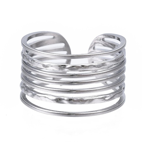 PandaHall 304 Stainless Steel Multi-string Open Cuff Ring, Chunky Hollow Ring for Women, Stainless Steel Color, US Size 7 1/4(17.5mm) 304...
PandaHall 304 Stainless Steel Multi-string Open Cuff Ring, Chunky Hollow Ring for Women, Stainless Steel Color, US Size 7 1/4(17.5mm) 304...