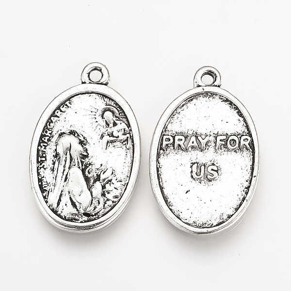 PandaHall Tibetan Style Alloy Pendants, Oval with Saint Margaret, Cadmium Free & Lead Free, Antique Silver, 25x15.5x2mm, Hole: 1.5mm Alloy...
PandaHall Tibetan Style Alloy Pendants, Oval with Saint Margaret, Cadmium Free & Lead Free, Antique Silver, 25x15.5x2mm, Hole: 1.5mm Alloy...