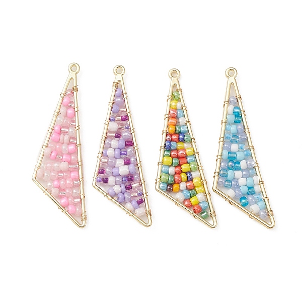 PandaHall Golden Alloy Big Pendants, with Glass Seed Beaded, Triangle Charms, Mixed Color, 57x17x3.5mm, Hole: 1.7mm Alloy+Glass Triangle..., Multicolor
PandaHall Golden Alloy Big Pendants, with Glass Seed Beaded, Triangle Charms, Mixed Color, 57x17x3.5mm, Hole: 1.7mm Alloy+Glass Triangle..., Multicolor