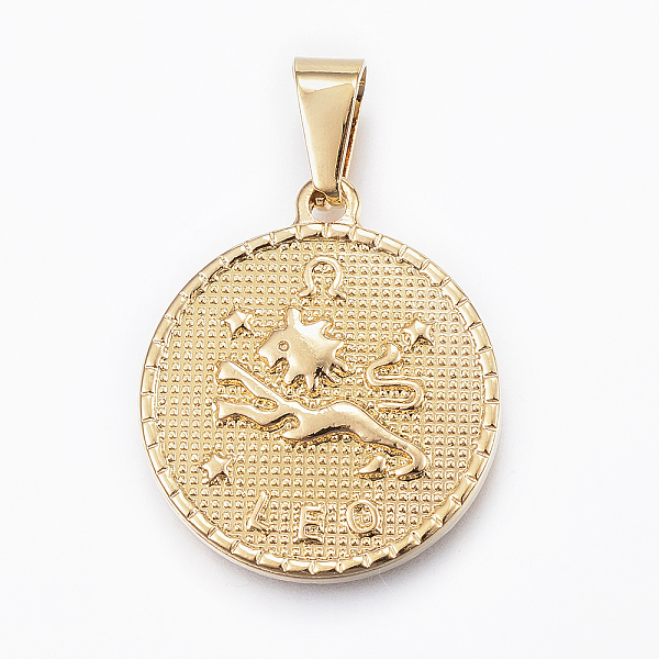PandaHall Real 18K Gold Plated 304 Stainless Steel Pendants, Flat Round with Twelve Constellation/Zodiac Sign, Leo, 29x25x3.2mm, Hole...
PandaHall Real 18K Gold Plated 304 Stainless Steel Pendants, Flat Round with Twelve Constellation/Zodiac Sign, Leo, 29x25x3.2mm, Hole...