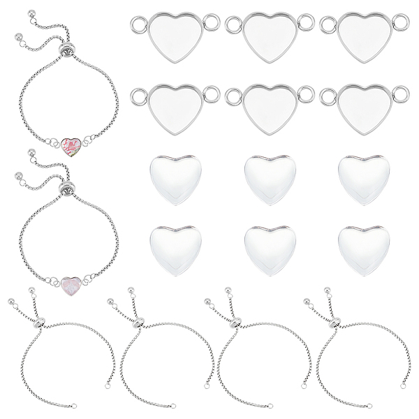 PandaHall Unicraftale DIY Blank Heart Link Bracelet Making Kit, Including 304 Stainless Steel Cabochon Connector Settings & Slider Bracelet...
PandaHall Unicraftale DIY Blank Heart Link Bracelet Making Kit, Including 304 Stainless Steel Cabochon Connector Settings & Slider Bracelet...