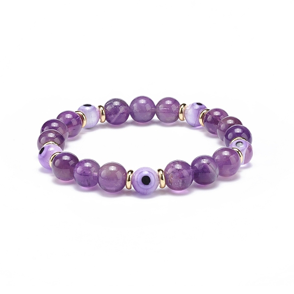 PandaHall Natural Amethyst & Lampwork Evil Eye Round Beaded Stretch Bracelet, Gemstone Jewelry for Women, Inner Diameter: 2 inch(5.1cm)..., Purple
PandaHall Natural Amethyst & Lampwork Evil Eye Round Beaded Stretch Bracelet, Gemstone Jewelry for Women, Inner Diameter: 2 inch(5.1cm)..., Purple