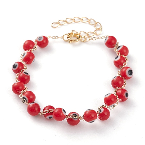 PandaHall Handmade Evil Eye Lampwork Beaded Bracelets, with Brass Cable Chains and Spring Ring Clasps, Round, Golden, Dark Red, 7 inch...
PandaHall Handmade Evil Eye Lampwork Beaded Bracelets, with Brass Cable Chains and Spring Ring Clasps, Round, Golden, Dark Red, 7 inch...