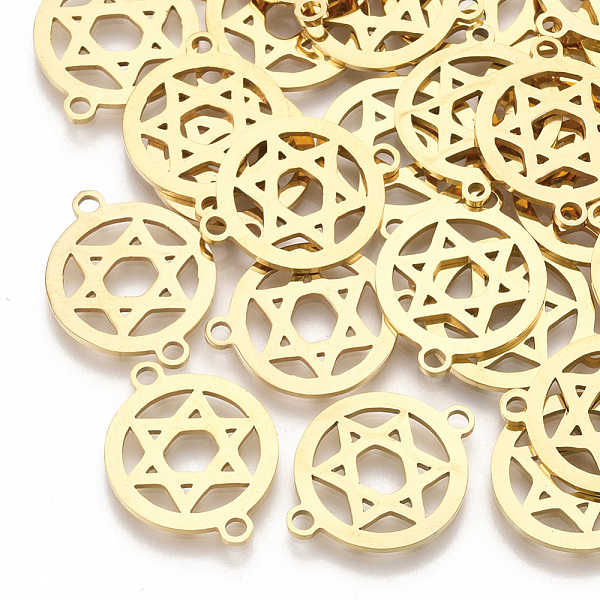 PandaHall 201 Stainless Steel Links connectors, Laser Cut Links, for Jewish, Flat Round with Star of David, Golden, 20x15x1mm, Hole: 1.8mm...
PandaHall 201 Stainless Steel Links connectors, Laser Cut Links, for Jewish, Flat Round with Star of David, Golden, 20x15x1mm, Hole: 1.8mm...