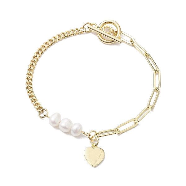 PandaHall Natural Cultured Freshwater Pearl Beads Paperclip Chains Heart Charm Bracelets with Toggle Clasps for Women, Golden, 7-5/8 inch...
PandaHall Natural Cultured Freshwater Pearl Beads Paperclip Chains Heart Charm Bracelets with Toggle Clasps for Women, Golden, 7-5/8 inch...