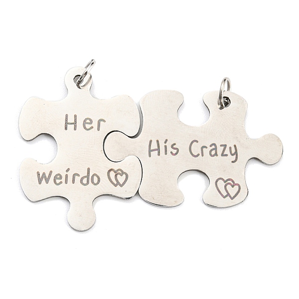 PandaHall 304 Stainless Steel Split Big Pendants, Couples Pendants, Puzzle with Word Her Weirdo & His Crazy Charm, Stainless Steel Color...
PandaHall 304 Stainless Steel Split Big Pendants, Couples Pendants, Puzzle with Word Her Weirdo & His Crazy Charm, Stainless Steel Color...