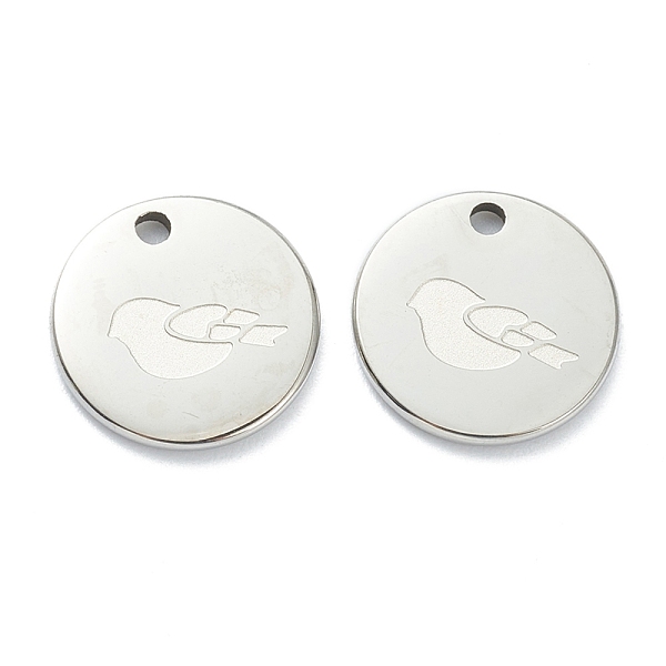 PandaHall 304 Stainless Steel Charms, Flat Round with Bird, Stainless Steel Color, 11.5x1mm, Hole: 1.5mm 304 Stainless Steel Flat Round
PandaHall 304 Stainless Steel Charms, Flat Round with Bird, Stainless Steel Color, 11.5x1mm, Hole: 1.5mm 304 Stainless Steel Flat Round