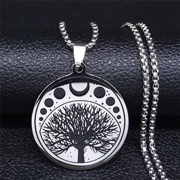 PandaHall 304 Stainless Steel Enamel Necklaces, Tree with Moon Phases Pendant Necklaces, Stainless Steel Color, 19.53 inch(49.6cm) 304..., Black
PandaHall 304 Stainless Steel Enamel Necklaces, Tree with Moon Phases Pendant Necklaces, Stainless Steel Color, 19.53 inch(49.6cm) 304..., Black