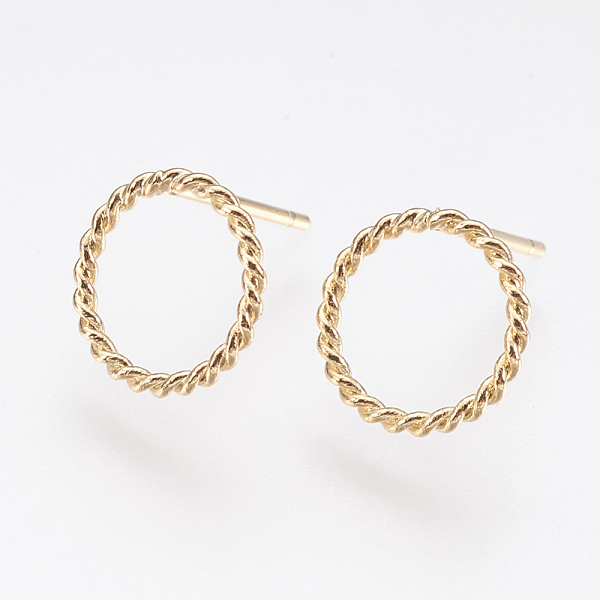 PandaHall Long-Lasting Plated Brass Stud Earrings, Nickel Free, Ring, Real 18K Gold Plated, 10mm, Pin: 0.7mm Brass
PandaHall Long-Lasting Plated Brass Stud Earrings, Nickel Free, Ring, Real 18K Gold Plated, 10mm, Pin: 0.7mm Brass