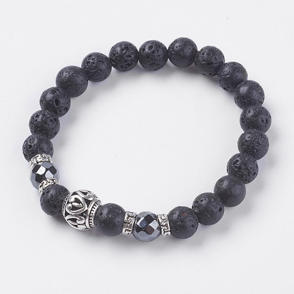 PandaHall Natural Lava Rock Beads Stretch Bracelets, with Synthetic Hematite and Alloy Finding, Antique Silver, 2 inch(50.5mm) Mixed Stone
PandaHall Natural Lava Rock Beads Stretch Bracelets, with Synthetic Hematite and Alloy Finding, Antique Silver, 2 inch(50.5mm) Mixed Stone