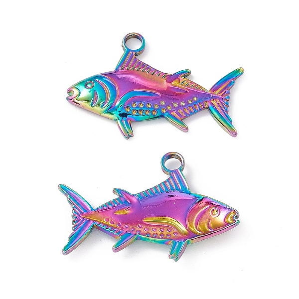 PandaHall Ion Plating(IP) 304 Stainless Steel Pendants, Fish Charms, Rainbow Color, 19x29x3mm, Hole: 3mm 304 Stainless Steel Fish
PandaHall Ion Plating(IP) 304 Stainless Steel Pendants, Fish Charms, Rainbow Color, 19x29x3mm, Hole: 3mm 304 Stainless Steel Fish