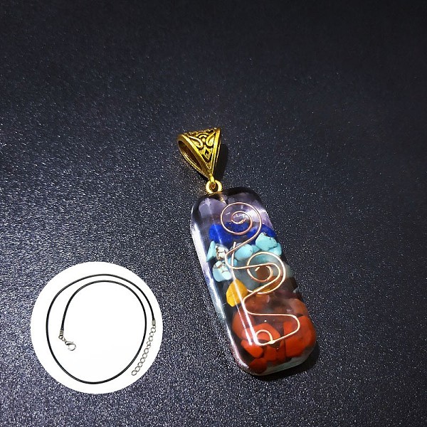 PandaHall Natural & Synthetic Mixed Gemstone Rectangle Pendant Necklace, Chakra Theme Necklace Resin Rectangle
PandaHall Natural & Synthetic Mixed Gemstone Rectangle Pendant Necklace, Chakra Theme Necklace Resin Rectangle