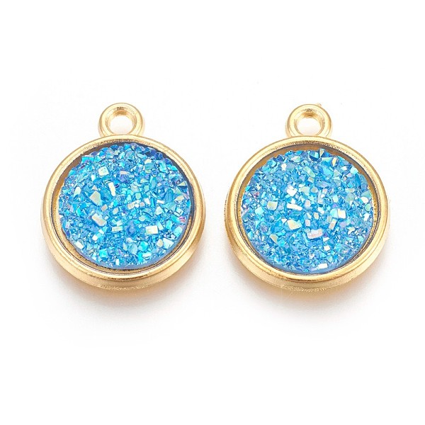 PandaHall Resin Pendants, with Golden Tone Alloy Findings, Flat Round, Deep Sky Blue, 18x15x3.5~4mm, Hole: 1.8mm Alloy+Resin Flat Round Blue
PandaHall Resin Pendants, with Golden Tone Alloy Findings, Flat Round, Deep Sky Blue, 18x15x3.5~4mm, Hole: 1.8mm Alloy+Resin Flat Round Blue