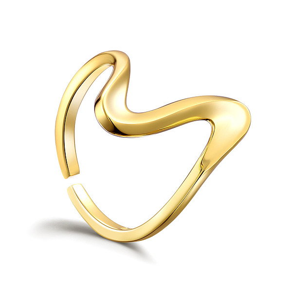 PandaHall SHEGRACE Adjustable 925 Sterling Silver Cuff Rings, Open Rings, Wave, Real 18K Gold Plated, US Size 6(16.5mm) Sterling Silver
PandaHall SHEGRACE Adjustable 925 Sterling Silver Cuff Rings, Open Rings, Wave, Real 18K Gold Plated, US Size 6(16.5mm) Sterling Silver