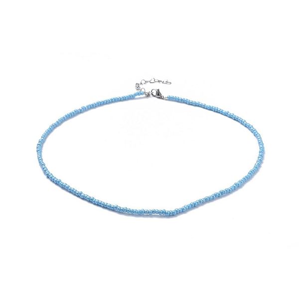 PandaHall Glass Seed Beaded Necklaces, with Brass Crimp Beads and 304 Stainless Steel Lobster Claw Clasps, Deep Sky Blue, 18.3 inch(46.5cm)...
PandaHall Glass Seed Beaded Necklaces, with Brass Crimp Beads and 304 Stainless Steel Lobster Claw Clasps, Deep Sky Blue, 18.3 inch(46.5cm)...