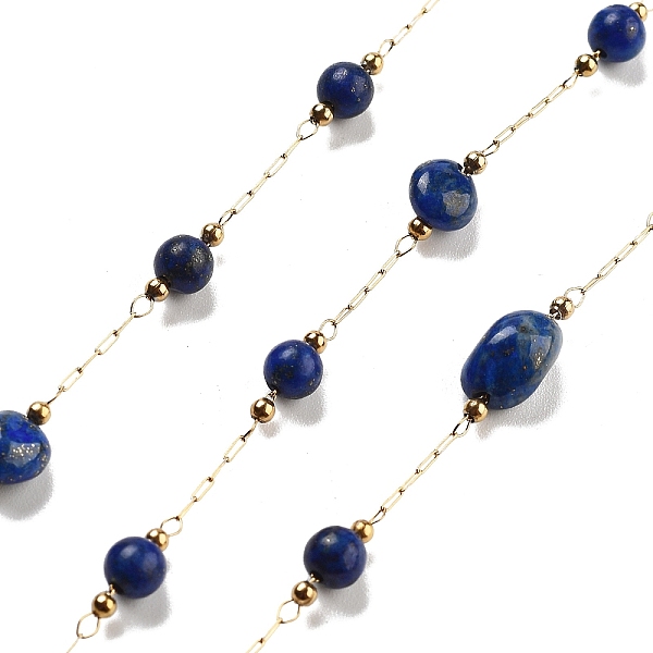 PandaHall Handmade Nuggets Natural Lapis Lazuli Beaded Chains, with Ion Plating(IP) 304 Stainless Steel Paperclip Chains, Unwelded, Real 18K...
PandaHall Handmade Nuggets Natural Lapis Lazuli Beaded Chains, with Ion Plating(IP) 304 Stainless Steel Paperclip Chains, Unwelded, Real 18K...