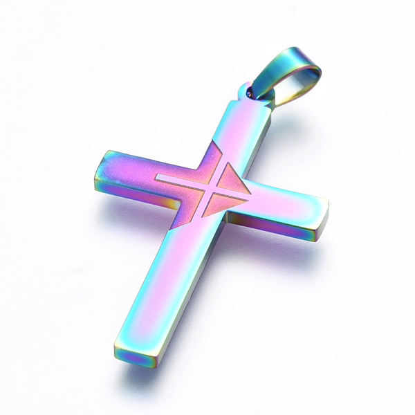 PandaHall Ion Plating(IP) 304 Stainless Steel Pendants, Cross, Rainbow Color, 41.4x25x2.8mm, Hole: 3.5x6.2mm 304 Stainless Steel Cross
PandaHall Ion Plating(IP) 304 Stainless Steel Pendants, Cross, Rainbow Color, 41.4x25x2.8mm, Hole: 3.5x6.2mm 304 Stainless Steel Cross