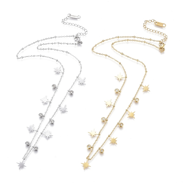 PandaHall 304 Stainless Steel Pendant Necklaces, with Clear Cubic Zirconia, Cable Chains and Round Beads, Star, Mixed Color, 16.61 inch...
PandaHall 304 Stainless Steel Pendant Necklaces, with Clear Cubic Zirconia, Cable Chains and Round Beads, Star, Mixed Color, 16.61 inch...