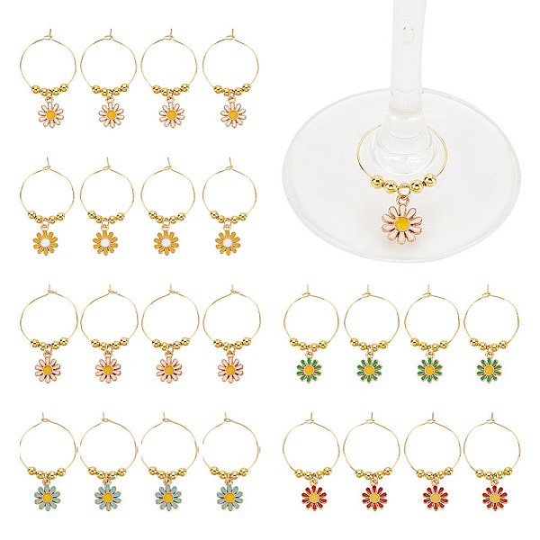 PandaHall 24Pcs 6 Colors Brass Wine Glass Charms, with Alloy Enamel Charms, Flower, Mixed Color, 46mm, 4pcs/color Alloy Flower Multicolor
PandaHall 24Pcs 6 Colors Brass Wine Glass Charms, with Alloy Enamel Charms, Flower, Mixed Color, 46mm, 4pcs/color Alloy Flower Multicolor