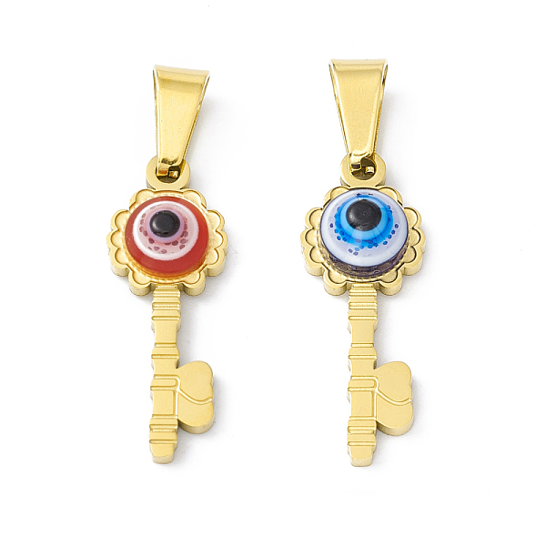 PandaHall 304 Stainless Steel Resin Pendants, Key Charms with Evil Eye, Golden, Mixed Color, 23x8.5x4mm, Hole: 6.5x3mm Stainless Steel+Resin..., Multicolor
PandaHall 304 Stainless Steel Resin Pendants, Key Charms with Evil Eye, Golden, Mixed Color, 23x8.5x4mm, Hole: 6.5x3mm Stainless Steel+Resin..., Multicolor