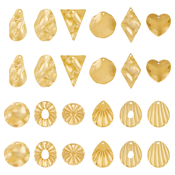 PandaHall SUPERFINDINGS 24Pcs 12 Style Textured 201 Stainless Steel Pendants, Golden, Teardrop & Rhombus & Triangle & Egg & Oval, Mixed...
PandaHall SUPERFINDINGS 24Pcs 12 Style Textured 201 Stainless Steel Pendants, Golden, Teardrop & Rhombus & Triangle & Egg & Oval, Mixed...