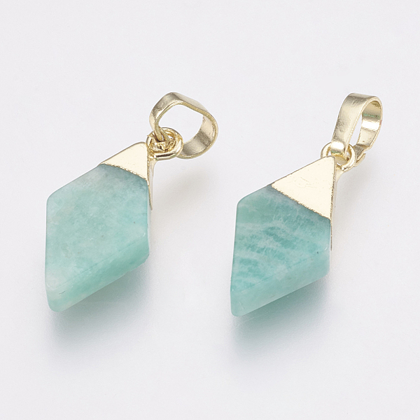 PandaHall Natural Amazonite Pendants, with Brass Findings, Rhombus, Golden, 18x9x4mm, Hole: 4x6mm Amazonite Rhombus
PandaHall Natural Amazonite Pendants, with Brass Findings, Rhombus, Golden, 18x9x4mm, Hole: 4x6mm Amazonite Rhombus