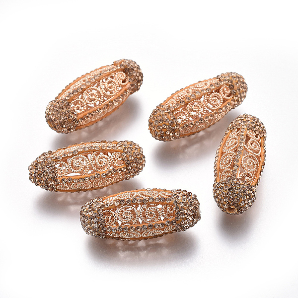 PandaHall Hollow Brass Beads, with Polymer Clay Rhinestone, Oval, Lt.Col.Topaz, Light Gold, 34.5~35.5x14~15mm, Hole: 2mm Brass+Rhinestone..., Yellow
PandaHall Hollow Brass Beads, with Polymer Clay Rhinestone, Oval, Lt.Col.Topaz, Light Gold, 34.5~35.5x14~15mm, Hole: 2mm Brass+Rhinestone..., Yellow