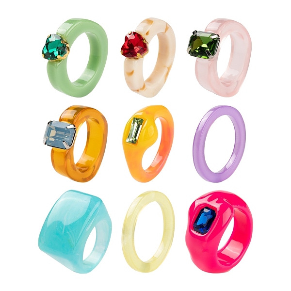 PandaHall 9Pcs 9 Style Resin Finger Rings, Rectangle & Heart, Mixed Color, US Size 6(17mm)~US Size 7 1/4(17.5mm), 2.5~16mm wide, 1pc/style..., Multicolor
PandaHall 9Pcs 9 Style Resin Finger Rings, Rectangle & Heart, Mixed Color, US Size 6(17mm)~US Size 7 1/4(17.5mm), 2.5~16mm wide, 1pc/style..., Multicolor