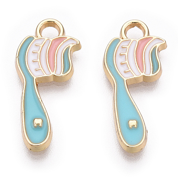 PandaHall Alloy Charms, with Enamel, Cadmium Free & Lead Free, Light Gold, Toothbrush, Pale Turquoise, 8.5x18x1.5mm, Hole: 1.8mm...
PandaHall Alloy Charms, with Enamel, Cadmium Free & Lead Free, Light Gold, Toothbrush, Pale Turquoise, 8.5x18x1.5mm, Hole: 1.8mm...