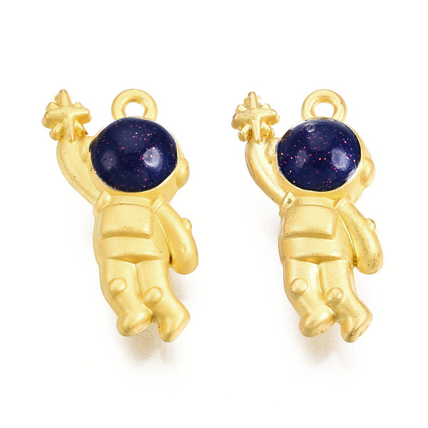 PandaHall Rack Plating Alloy Enamel Pendants, with Glitter Powder, Matte Gold Color, Cadmium Free & Nickel Free & Lead Free, Spaceman...
PandaHall Rack Plating Alloy Enamel Pendants, with Glitter Powder, Matte Gold Color, Cadmium Free & Nickel Free & Lead Free, Spaceman...