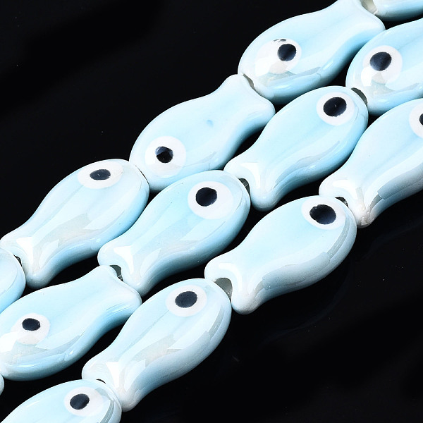 PandaHall Handmade Porcelain Ceramic Beads Strands, Bright Glazed Porcelain, Fish, Light Cyan, 19x10x8mm, Hole: 1.5mm, about 17pcs/strand...
PandaHall Handmade Porcelain Ceramic Beads Strands, Bright Glazed Porcelain, Fish, Light Cyan, 19x10x8mm, Hole: 1.5mm, about 17pcs/strand...