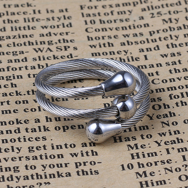 PandaHall Wrap Style 304 Stainless Steel Rings, with Movable Round Beads, Stainless Steel Color, Size 7, 17mm 304 Stainless Steel
PandaHall Wrap Style 304 Stainless Steel Rings, with Movable Round Beads, Stainless Steel Color, Size 7, 17mm 304 Stainless Steel