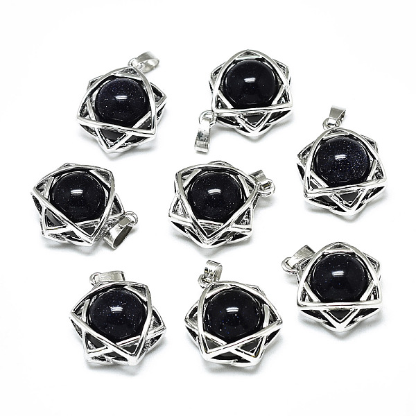 PandaHall Synthetic Blue Goldstone Pendants, with Platinum Plated Brass Findings, Star of David, 19x15x10.5mm, Hole: 2.5x4.5mm Blue...
PandaHall Synthetic Blue Goldstone Pendants, with Platinum Plated Brass Findings, Star of David, 19x15x10.5mm, Hole: 2.5x4.5mm Blue...