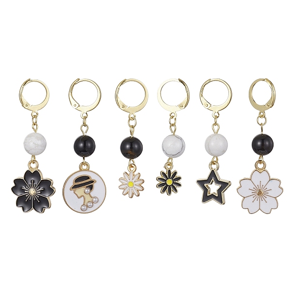 PandaHall Alloy Enamel Pendant Decoration, with Natural Howlite and Black Agate Bead, Stainless Steel Findings, Mixed Shapes, Golden...
PandaHall Alloy Enamel Pendant Decoration, with Natural Howlite and Black Agate Bead, Stainless Steel Findings, Mixed Shapes, Golden...